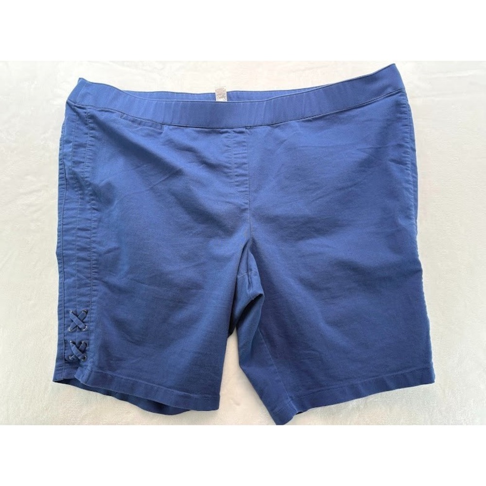 Women's Plus Size 32W Navy Blue Bermuda Shorts Pull On Stretch